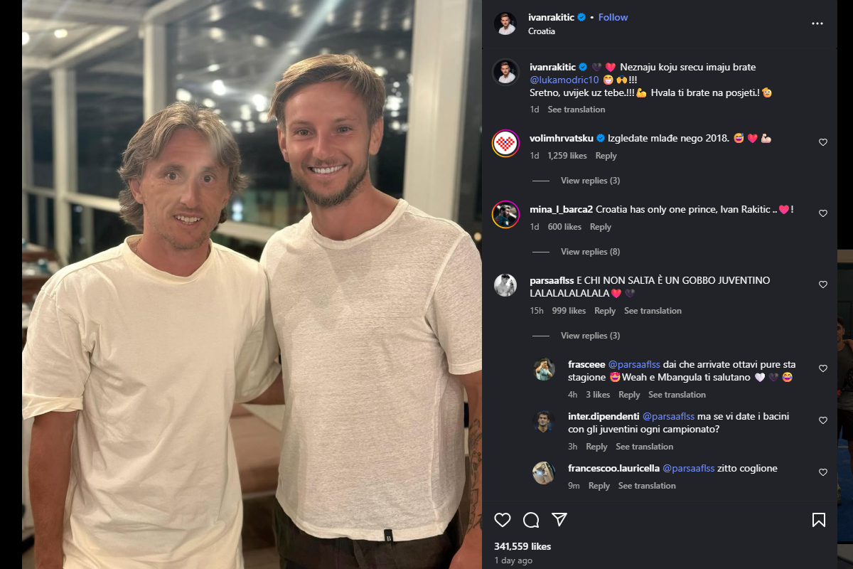 Ivan Rakitic and Luka Modric on Instagram